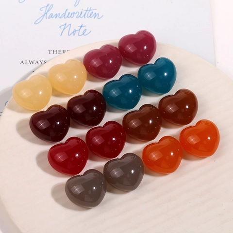 Perles en Résine en Forme de Cœur Gonflé pour la Fabrication de Bijoux DIY Breloques en Cœur Couleur Gelée pour Boucles d'Oreilles