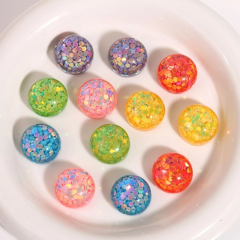 Dulces Cabujones de Resina con Lentejuelas Redondas Color Caramelo para Pendientes DIY Accesorios para el Cabello Materiales para Tocados Parches Decorativos