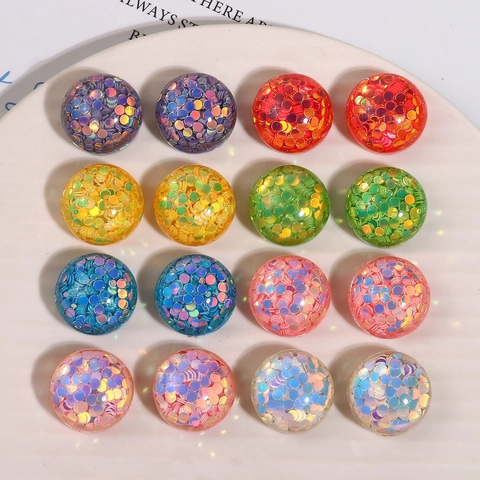 Dulces Cabujones de Resina con Lentejuelas Redondas Color Caramelo para Pendientes DIY Accesorios para el Cabello Materiales para Tocados Parches Decorativos