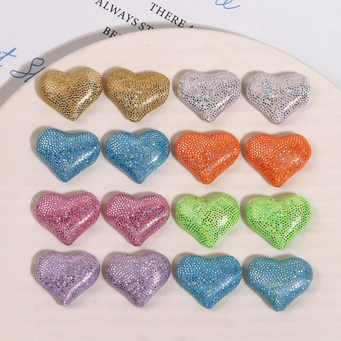 Handmade Sequin Fabric Heart Star Patches DIY Jewelry Findings Korean Style Glitter Cloth Buttons For Earrings Hair Accessories Women Kids