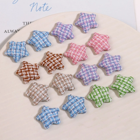 Korean Style Star Fabric Patches Houndstooth Tweed DIY Sewing Accessories For Headwear Bag Clothing Decoration