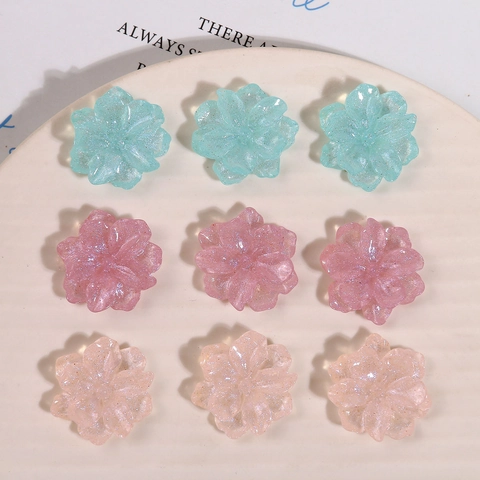 DIY Harz Glitzer Blume Patch Zubehör Für Ohrringe Haar Schmuckherstellung Glänzende Florale Deko Handgemachte Fundstücke