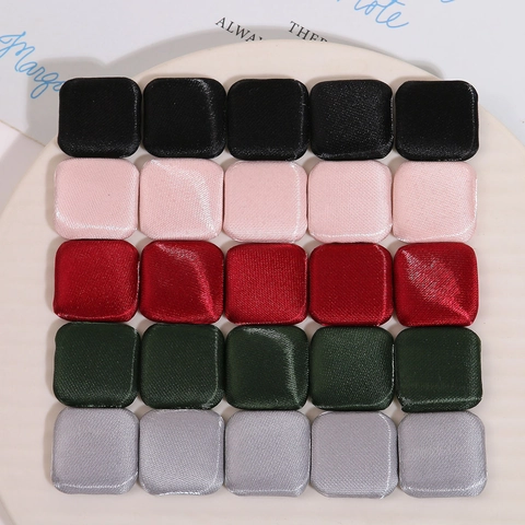 Vintage Minimalist Geometric Square Satin Fabric Covered Buttons DIY Handmade Sewing Craft Accessories For Coat Bag Decoration