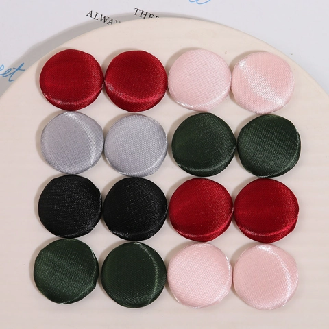 Handmade Round Satin Fabric Covered Buttons Japanese Style Minimalist Clothing Accessories For DIY Sewing Craft Projects
