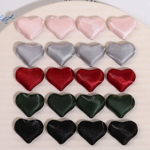 Heart Shaped Satin Fabric Covered Buttons DIY Jewelry Making Materials For Earrings Accessories Handmade Craft Supplies