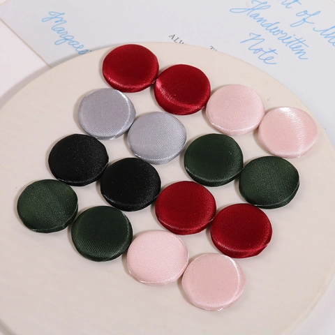 Handmade Round Satin Fabric Covered Buttons Japanese Style Minimalist Clothing Accessories For DIY Sewing Craft Projects