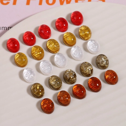 Vintage Starry Sky Glitter Resin Oval Cabochon Flatback For DIY Earrings Rings Phone Case Decoration Jewelry Making Accessory