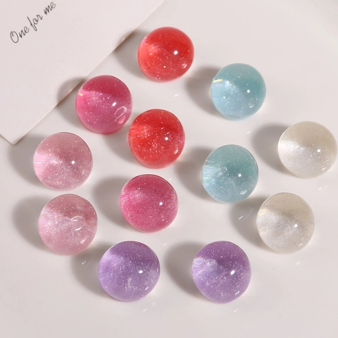 Cuentas Semiredondas Coreanas de Resina con Purpurina Estrellada Cabujones Pulidos Semitransparentes para Accesorios de Joyería DIY