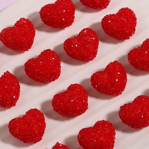 DIY Heart Shape Resin Accessories Sugar Ball Texture Frosted Bead For Jewelry Making Hair Accessories Phone Case Materials