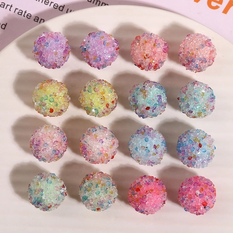 Dreamy Colorful Sugar Ball Resin Beads For DIY Earring Jewelry Making Sparkling Glitter Round Beads Accessories Women