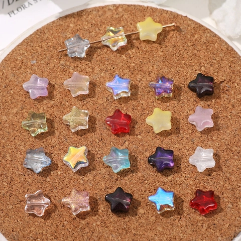 Cuentas de Vidrio en Forma de Estrella Degradado Coloridas Transparentes Estrella Lampwork Cuentas Espaciadoras Para DIY Pendientes Joyería Artesanía Accesorios