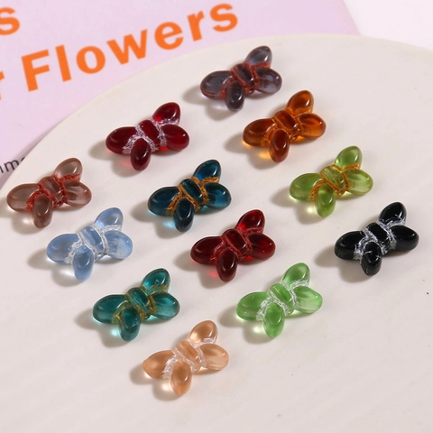 Vintage Czech Glass Mini 3D Bowknot Beads For Jewelry Making DIY Handcrafted Earrings Bracelet Pendant Bow Shape Beads