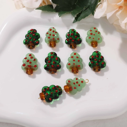 Perle in Vetro Smaltato a Forma di Albero di Natale Dipinte a Mano Accessori Fai da Te per Bracciali Collane Orecchini