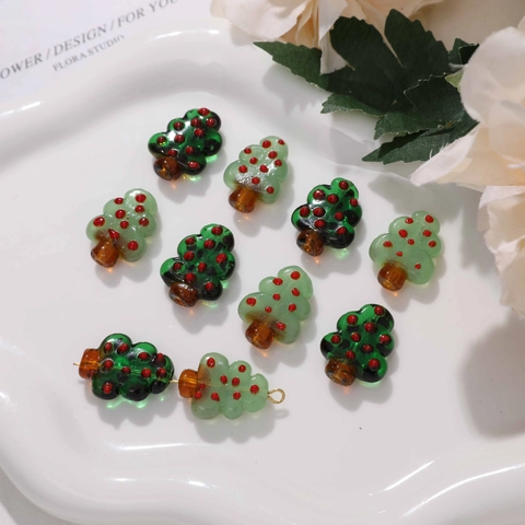 Perle in Vetro Smaltato a Forma di Albero di Natale Dipinte a Mano Accessori Fai da Te per Bracciali Collane Orecchini