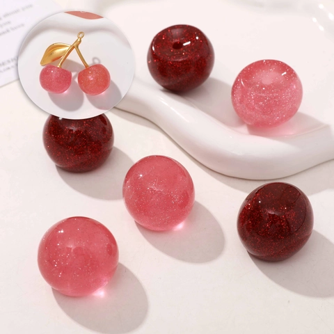 Koreanischer Ins-Stil Elegante Wasser Kirschfrucht Glitzer Harz Anhänger Für DIY Schlüsselanhänger Tasche Material Handgefertigter Schmuck