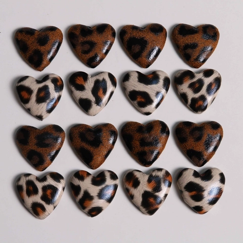 Französischer Vintage Leopardenmuster Herz Kunstleder Aufnäher DIY Zubehör Für Schmuck Haarklammer Handyhülle Dekoratives Material