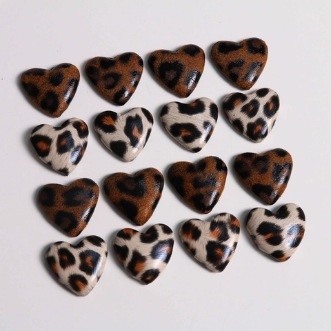 Französischer Vintage Leopardenmuster Herz Kunstleder Aufnäher DIY Zubehör Für Schmuck Haarklammer Handyhülle Dekoratives Material