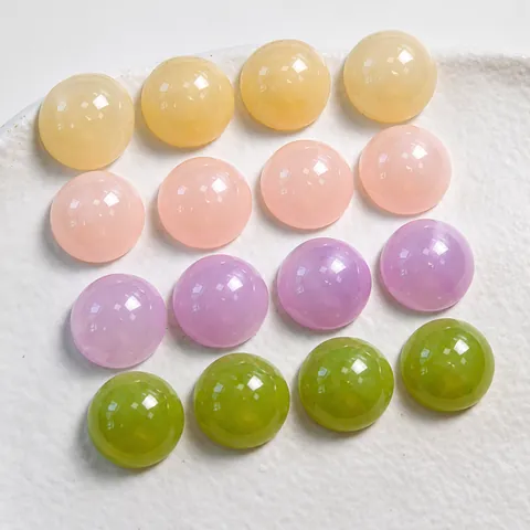 16mm Resina Redondo Media Bola DIY Accesorios de Joyería Color Gelatina Difuminado Cabujón Para Pendientes Tocado Materiales