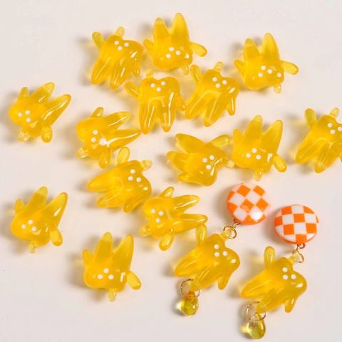 Jelly Color Translucent Resin Tooth Character Pendants For DIY Jewelry Making Keychain Accessories Cute Cartoon Charms