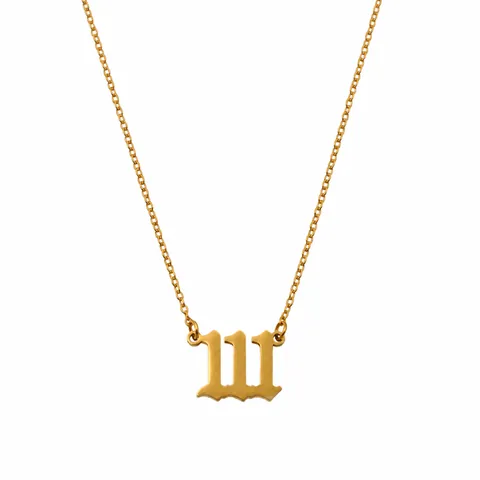 Edelstahl Gotisch Engel Zahlen Anhänger Halskette Für Damen Retro 111 222 333 444 555 666 777 888 999 Numerologie Schmuck Geschenk