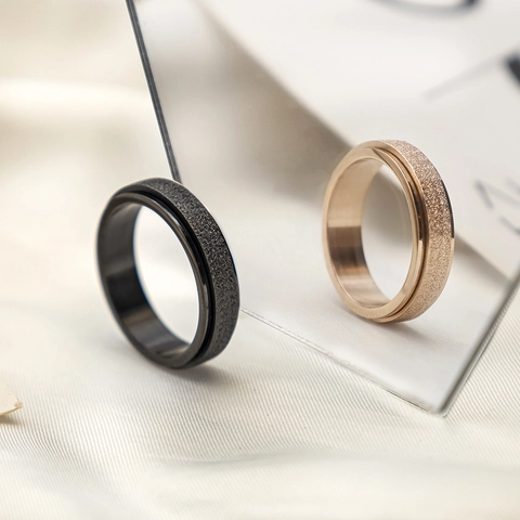 Mattierter Edelstahl Spinner Ring Gegen Angst Stressabbau Minimalistischer Sandgestrahlter Drehbarer Fingerring Damen Herren Schmuck