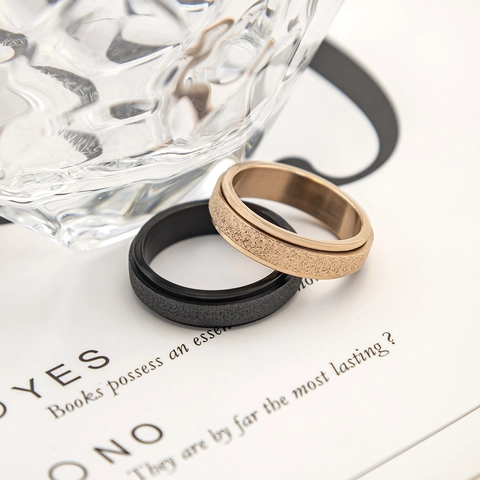 Mattierter Edelstahl Spinner Ring Gegen Angst Stressabbau Minimalistischer Sandgestrahlter Drehbarer Fingerring Damen Herren Schmuck