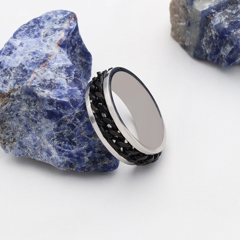 Herren Drehbarer Kette Edelstahl Ring Punk Dekompressions-Spinner-Ring Industrie-Stil Bierflaschenöffner Bandring