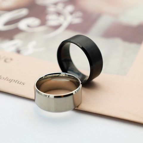 Herren Retro Hip Hop Edelstahl Ring Gebürstetes Mattes Finish Abgeschrägte Kante Breites Band Ring Für Herren Damen Schmuck