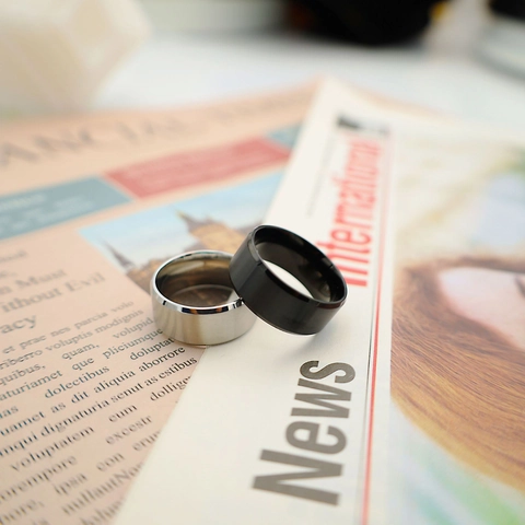 Herren Retro Hip Hop Edelstahl Ring Gebürstetes Mattes Finish Abgeschrägte Kante Breites Band Ring Für Herren Damen Schmuck