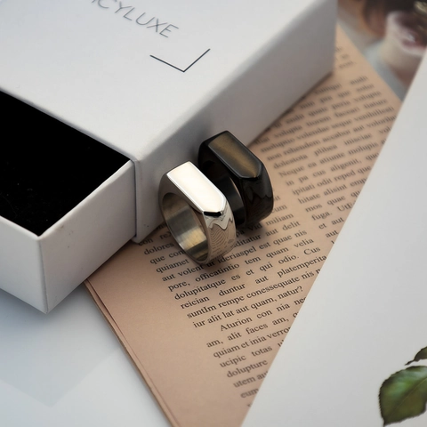 Minimalistisch Titanstahl Siegelring Für Damen Herren Vintage Geometrisch Quadratisch Poliert Matt Finish Bandring Schmuck Geschenk