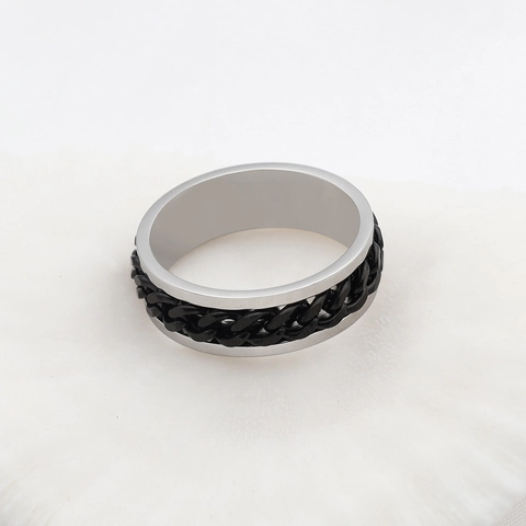 Herren Drehbarer Edelstahl Kettenring Cooler Spinner Fingerring Stressabbau Industrie Stil Mode Schmuck Geschenk