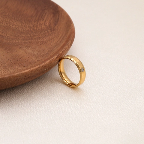 Minimalistischer Titanstahl Zirkonia Ring Mode Polierter Schmuck Für Paare Herren Damen Runder Band Verlobung Hochzeit Geschenk