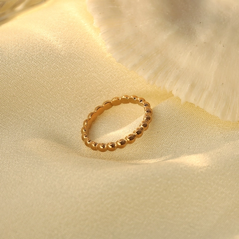 Minimalistischer 316L Edelstahl Perlen Ring Für Damen Gold Roségold Silber Blasen Stapelbarer Bandring Modeschmuck