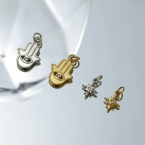 Edelstahl Minimalistisch DIY Anhänger Schmetterling Schleife Hamsa Stern Muschel Amor Musiknote Damen Schmuckherstellung