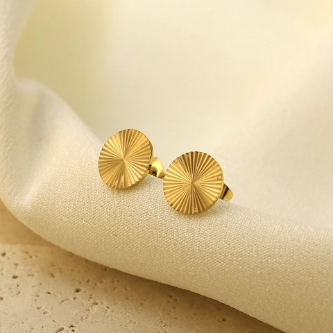 316L Edelstahl Sonnenstrahlen Muster Geometrische Ohrstecker Für Damen Gold Silber Minimalistische Radiale Textur Ohrschmuck