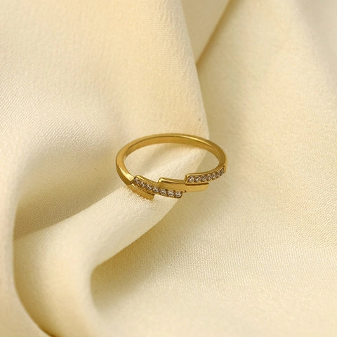 Eleganter Mehrlagiger Edelstahl Ring Für Damen Gold Silber Farbe Inlaid Strass Minimalistischer Stapelbarer Band Schmuck