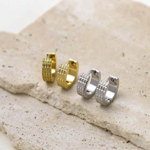 Minimalistische Edelstahl Zahnrad Ohrringe Für Damen Gold Stahl Plattiert Mattierte Geometrische Huggie Ohrringe Schmuck
