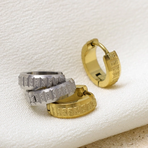 Minimalistische Edelstahl Zahnrad Ohrringe Für Damen Gold Stahl Plattiert Mattierte Geometrische Huggie Ohrringe Schmuck