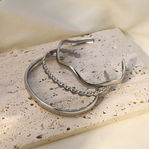 Minimalistischer Edelstahl Offener Armreif Für Damen Herren Welle Herz Schlange Design Verstellbarer Mode Schmuck Geschenk