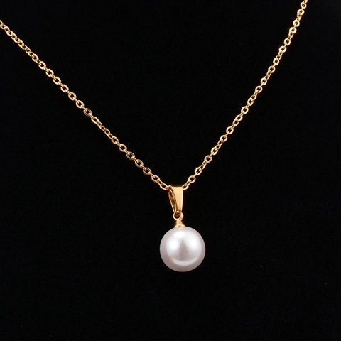 Elegante Kette Mit Einzelner Künstliche Perle 18K Vergoldeter Edelstahl Halsschmuck Für Damen Minimalistisches Design