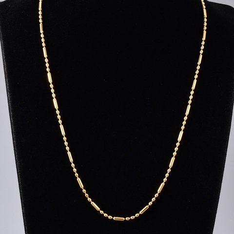 Minimalistische 18K Vergulde 316L Roestvrijstalen Bamboebuis En Kraalketting Choker Halsketting Voor Dames Sleutelbeen Sieraden