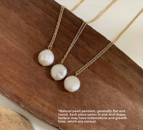Elegante Collana con Ciondolo di Perla d'Acqua Dolce Naturale per Donna Acciaio Inossidabile 316L Placcato Oro 18K Gioielli