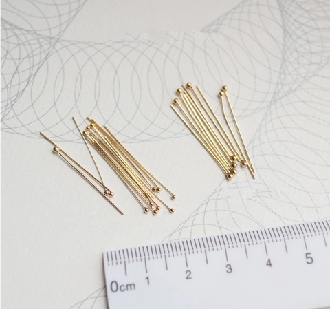 18K Vergoldet Titanstahl Kugelkopfnadeln Für Schmuck DIY Herstellung Zubehör 316L Edelstahl Schmuck Zubehör