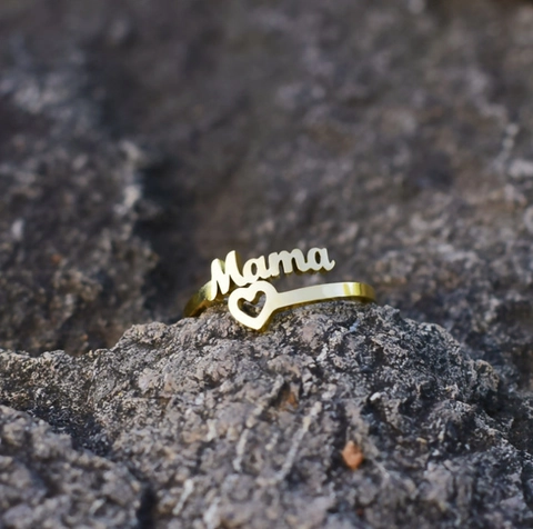 316L Edelstahl Mama Schriftzug Herz Offener Ring Verstellbarer Personalisierter Minimalistischer Ring Muttertagsgeschenk Schmuck Für Damen