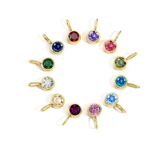Anhänger Aus Titanstahl Runder Geburtsstein Bunter Strass Zargenfassung Für Die Schmuckherstellung Damen DIY Geschenk