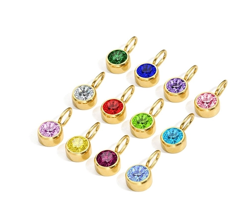 Anhänger Aus Titanstahl Runder Geburtsstein Bunter Strass Zargenfassung Für Die Schmuckherstellung Damen DIY Geschenk