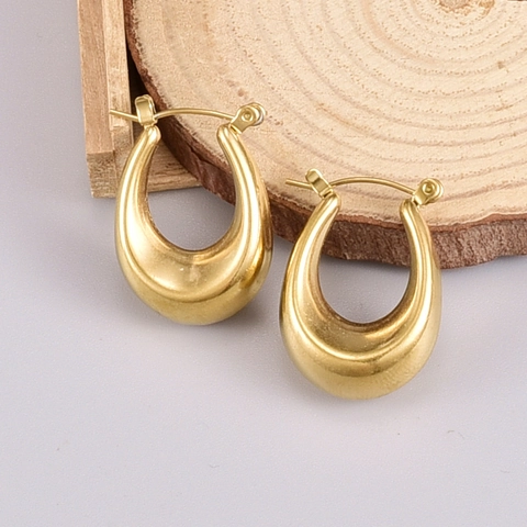 Minimalistische 316L Titanstahl Wassertropfen Creolen Für Damen Wasserdicht Dick Geometrisch Spiegelpoliert Mode Schmuck