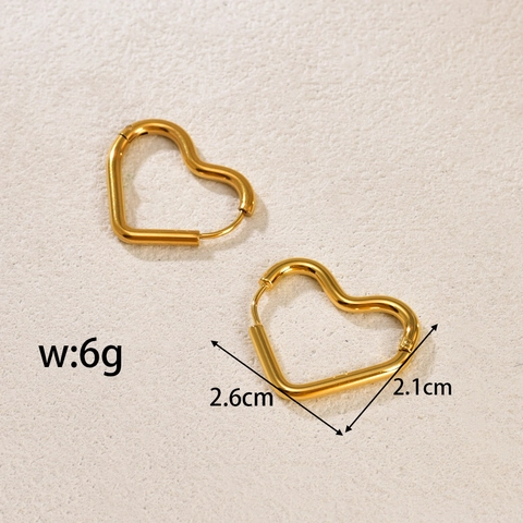 Minimalistische Herzform Edelstahl Creolen Für Damen 18K Vergoldet Süßer Cooler Stil Trendiger Schmuck Geschenk