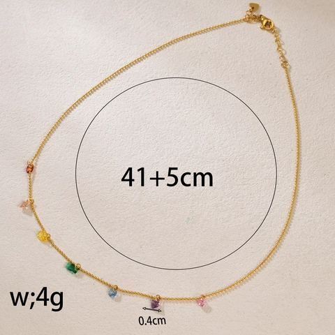 Collana con Pendente a Forma di Cuore e Goccia d'Acqua in Acciaio al Titanio con Zirconia Colorata Oro 18K per Donna