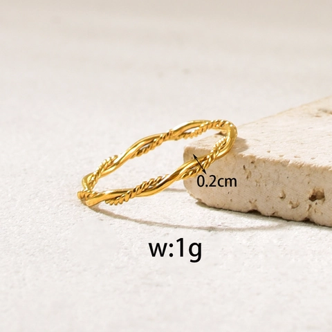 Minimalistischer Titanstahl Twist Geflochtener Ring Für Damen Koreanischen Stil Doppellinie Stapelbar Vergoldet Mode Schmuck Fingerring